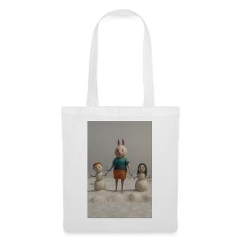Drôle de lapin de Pâques famille feutre Art - Sac en tissu - blanc - Devant