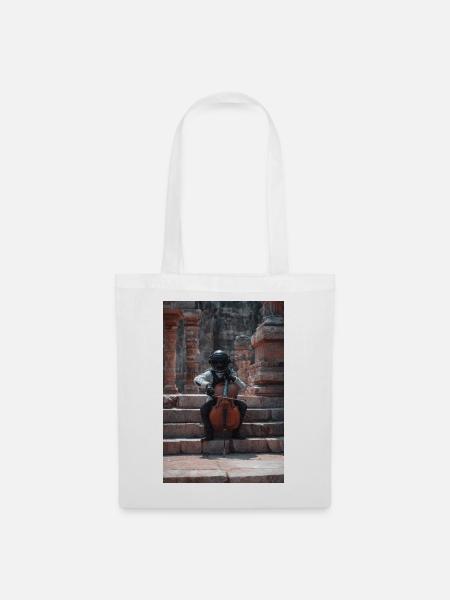 Kosmischer Astronaut spielt Cello - Stoffbeutel - Weiß