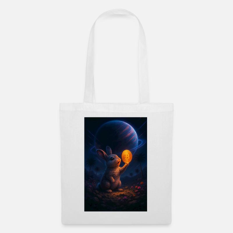 Lapin de l’espace avec Bitcoin Coin - Sac en tissu - blanc