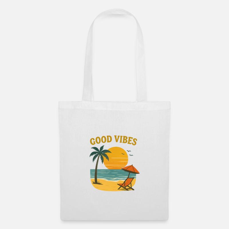 Motif de plage de coucher de soleil - Sac en tissu - blanc