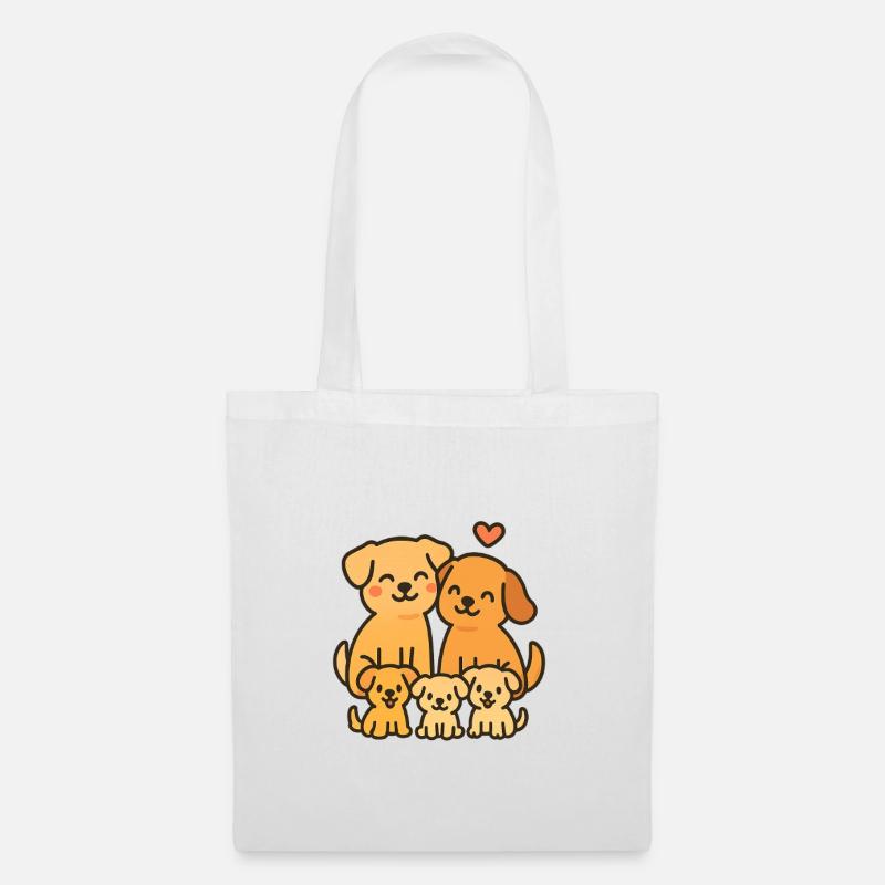 Verspielte Hundefamilie Illustration - Stoffbeutel - Weiß