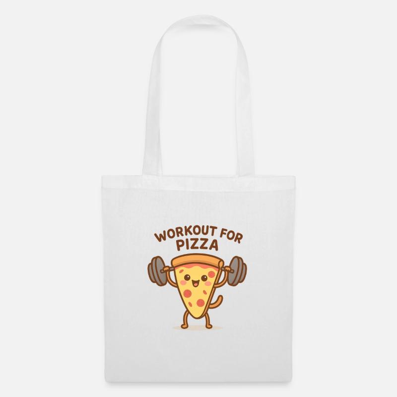Pizza Workout Motivationschuhu - Stoffbeutel - Weiß