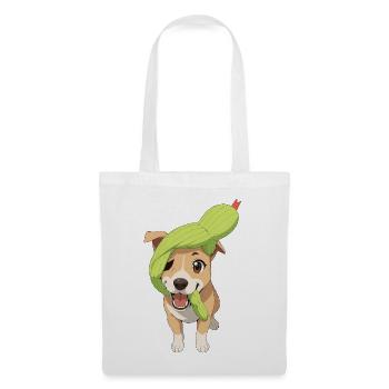 Chien charmant avec serpent jouet - Sac en tissu - blanc - Devant