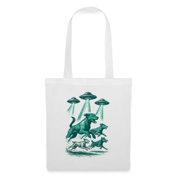 Alien UFOs UFO dogs beaming retro green gift - Tote Bag - white - Front