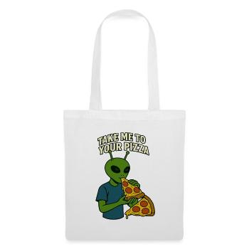 Conception de t-shirt Alien Pizza avec slogan - Sac en tissu - blanc - Devant