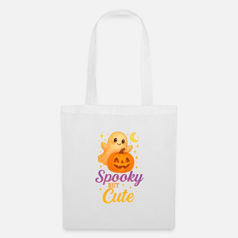 Süßer Halloween-Geist mit Kürbis - Stoffbeutel - Weiß