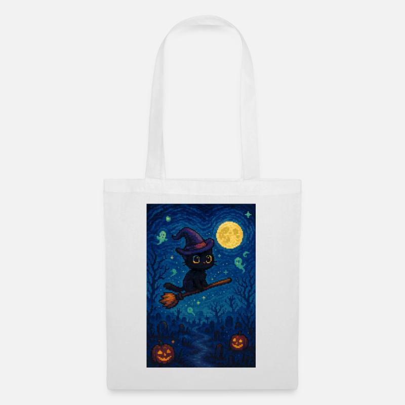 Chat pixel mignon d'Halloween - Sac en tissu - blanc
