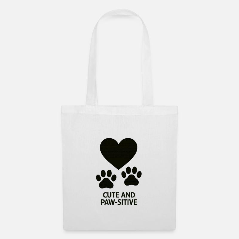 Herz und Pfoten Liebe Design - Stoffbeutel - Weiß