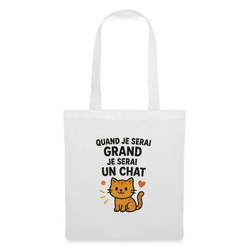 Chat mignon quand je serai grand - Sac en tissu - blanc - Devant