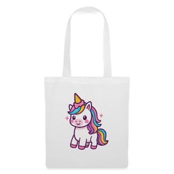 Licorne colorée avec crinière arc-en-ciel - Sac en tissu - blanc - Devant