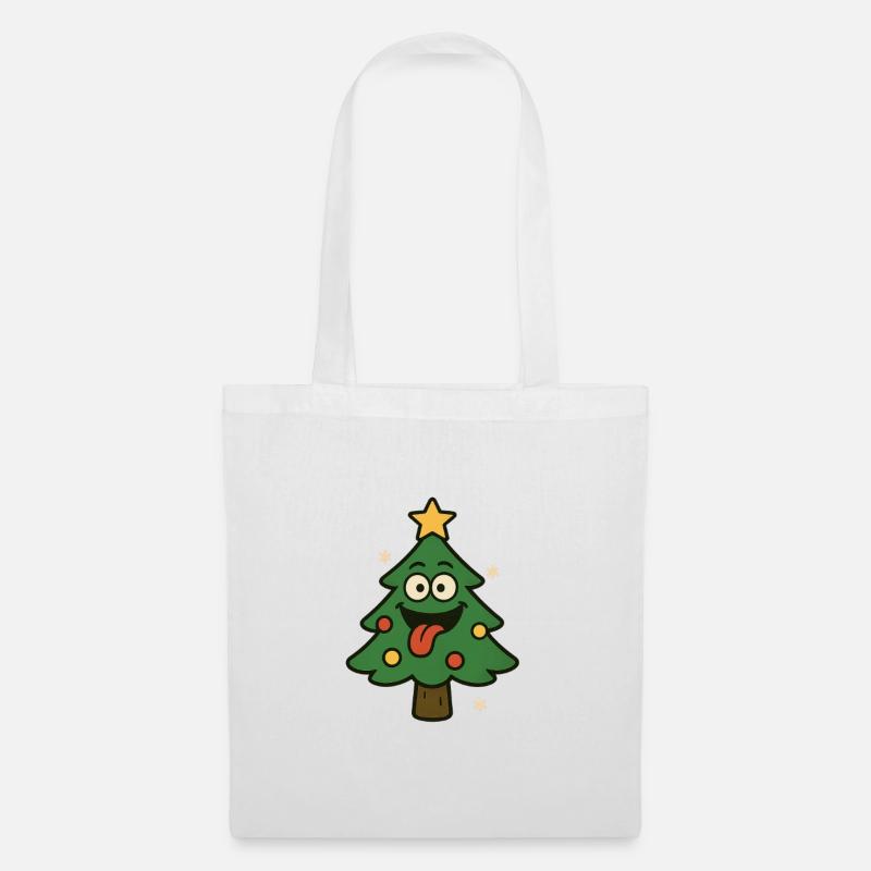 Drôle d’arbre de Noël avec langue - Sac en tissu - blanc