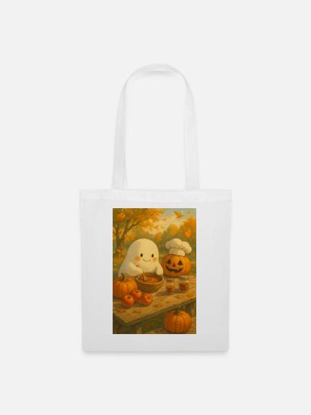 Halloween Geist am Kochen - Stoffbeutel - Weiß