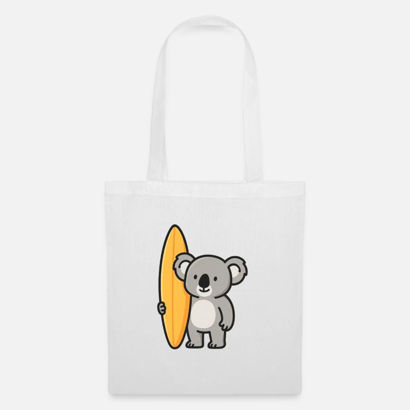 Koala Surfer – Australisches Funshirt - Stoffbeutel - Weiß