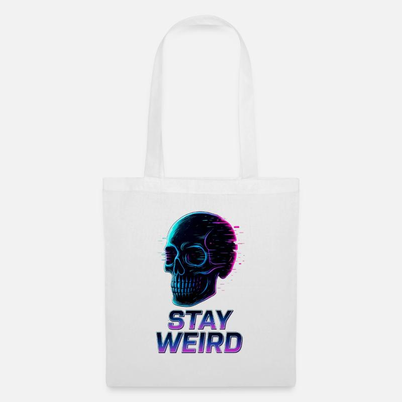 Stay Weird Neon Schädel - Stoffbeutel - Weiß