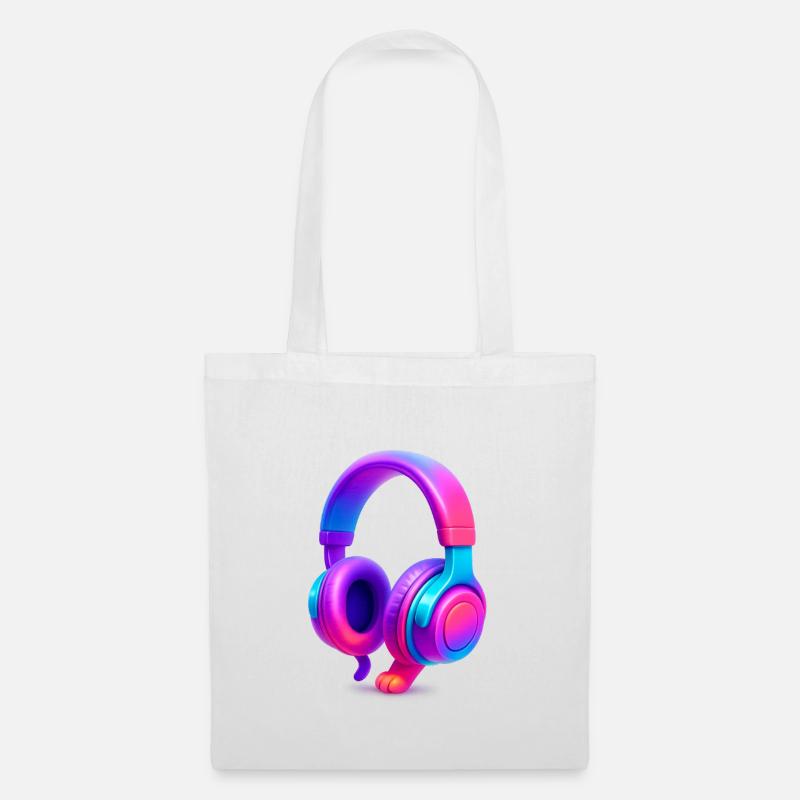 Neon Gradient Headphones - Tote Bag - white