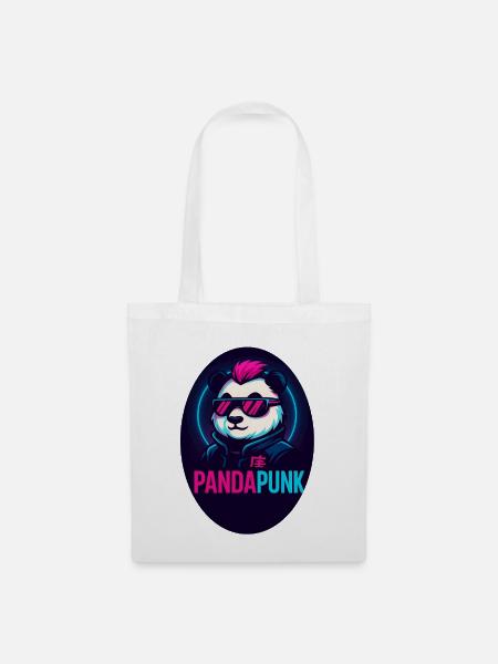 PandaPunk Neon Cyber Panda - Stoffbeutel - Weiß