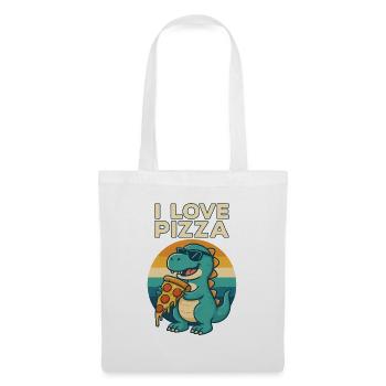 Cool Dino Loves Pizza - Sac en tissu - blanc - Devant