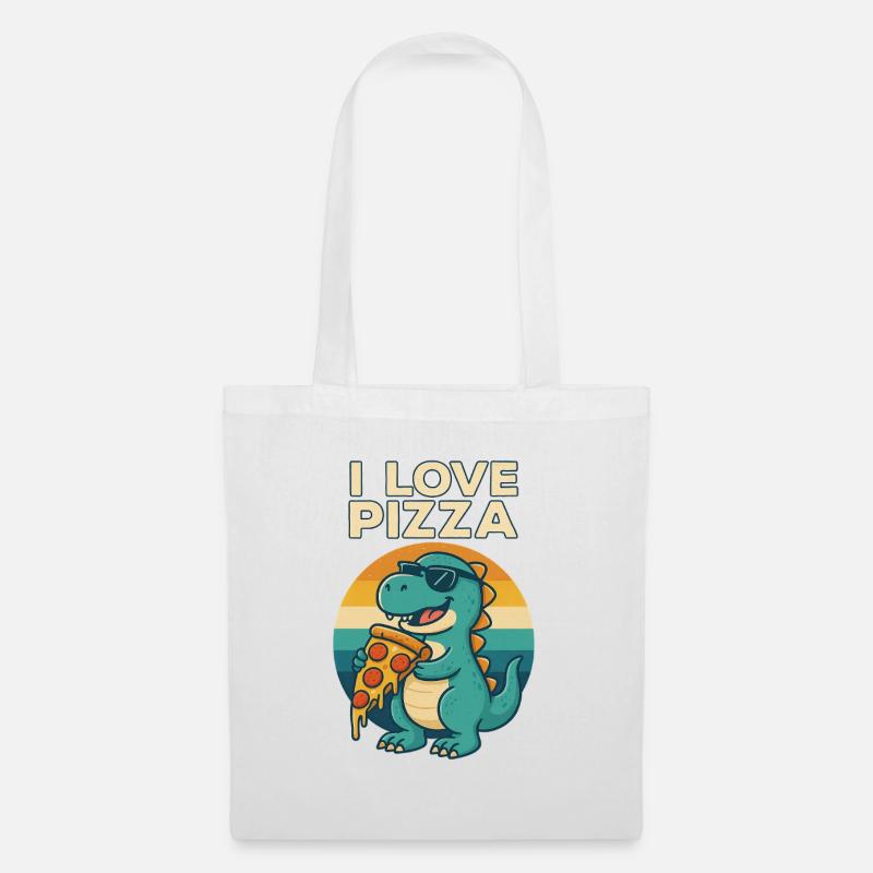 Cool Dino Loves Pizza - Stoffbeutel - Weiß