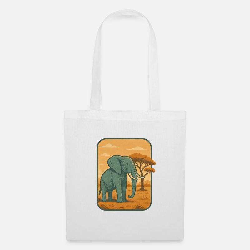 Savanna Elephant Vintage Panel - Tote Bag - white