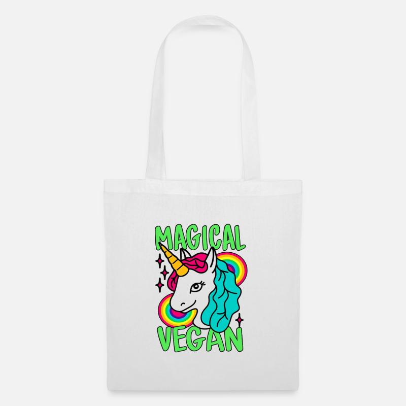 Magisches Go Vegan-Einhorn - Stoffbeutel - Weiß