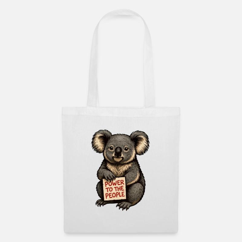 Koala mit Botschaft Power to the People - Stoffbeutel - Weiß