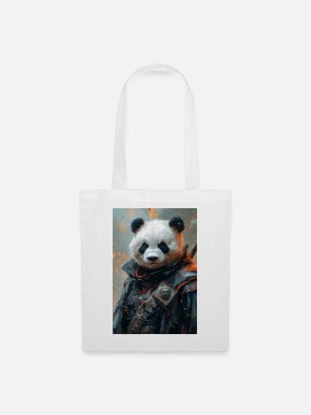 Illustration eines humanoiden Pandas - Stoffbeutel - Weiß