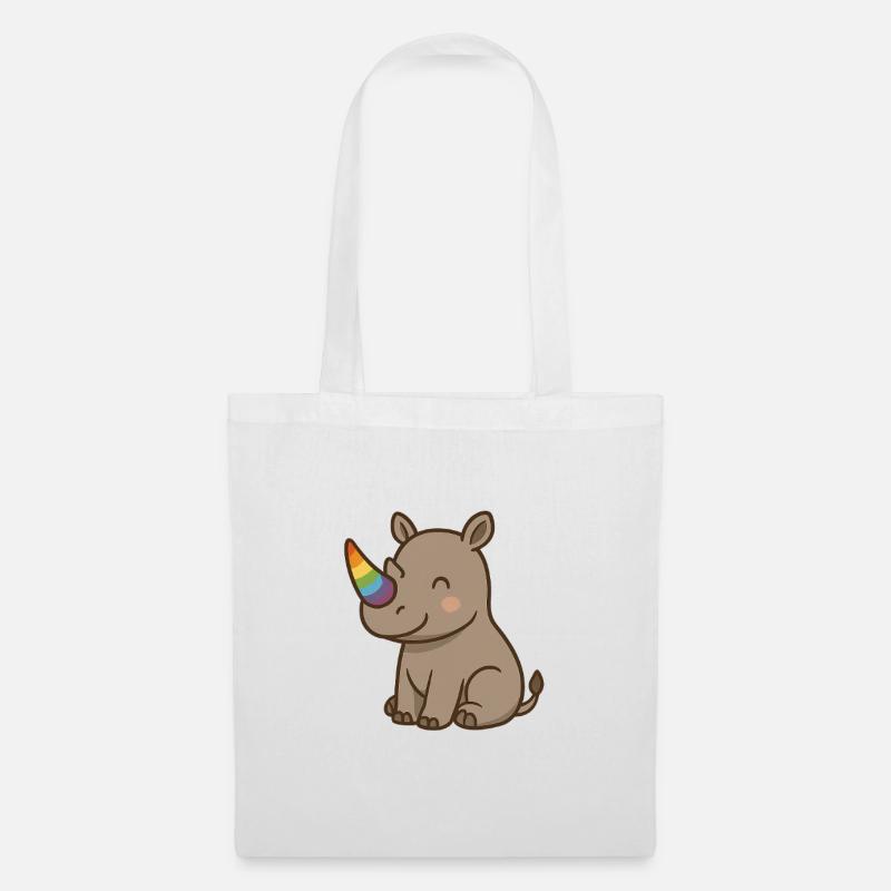 Rainbow Rhino - Stoffbeutel - Weiß