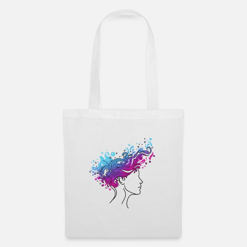 Flux cosmique de pensées – Conception de tête abstraite - Sac en tissu - blanc