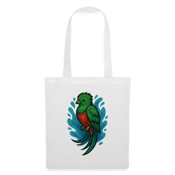 Grüner Quetzal-Vogel mit blauem Aquarell - Stoffbeutel - Weiß - Vorne