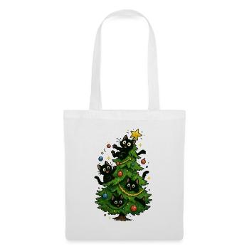 Sapin de Noël Chats Noël - Sac en tissu - blanc - Devant