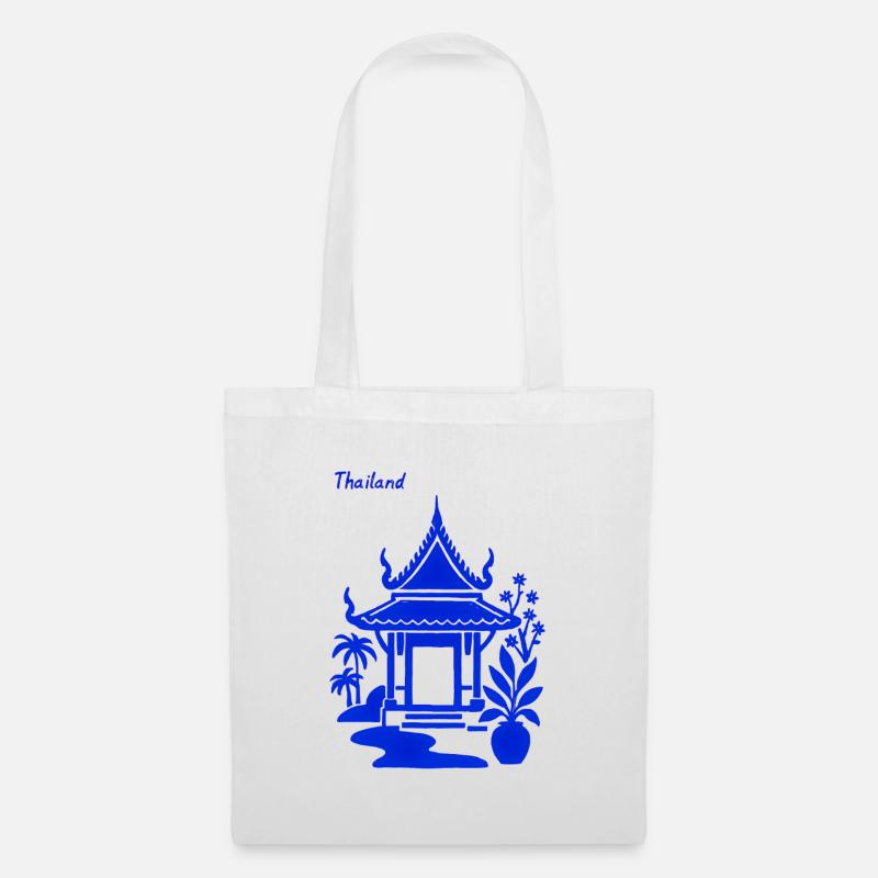 Blauer Thailändischer Pavillon - Stoffbeutel - Weiß