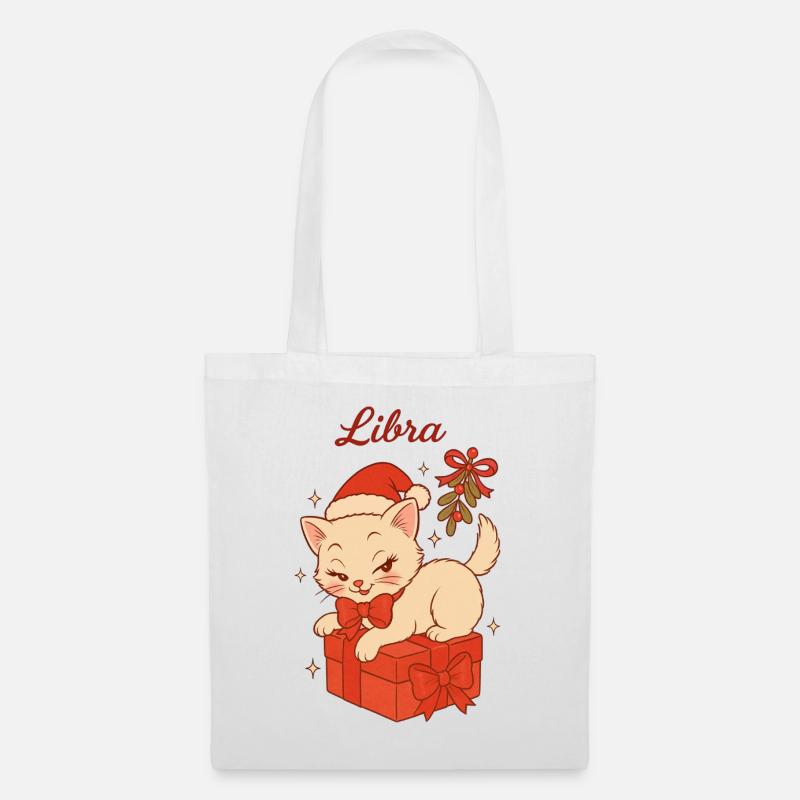 Libra Christmas Kitten Gift - Tote Bag - white