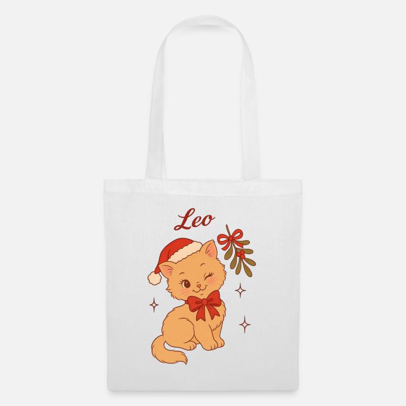 Leo, chaton de Noël - Sac en tissu - blanc