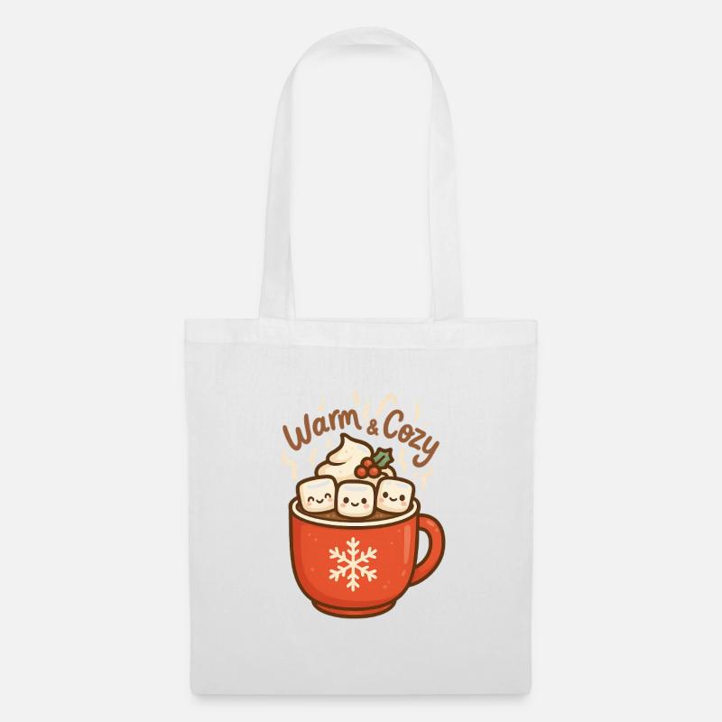 Warmes Kakao mit Marshmallows - Stoffbeutel - Weiß