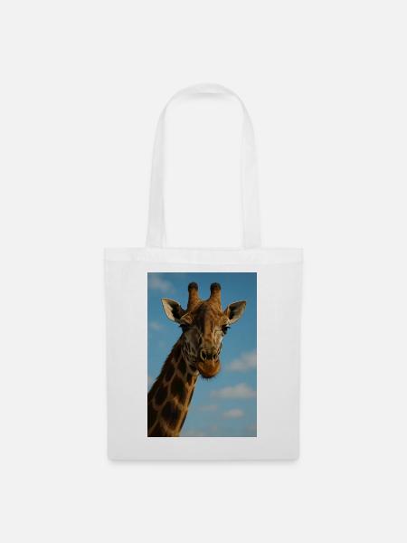 Giraffenporträt am blauen Himmel - Stoffbeutel - Weiß