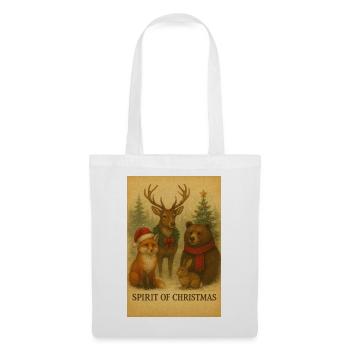 Amis de Noël : Cerf, Renard et Ours - Sac en tissu - blanc - Devant