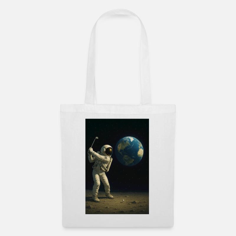 Astronaut Golf auf Mondwelt - Stoffbeutel - Weiß