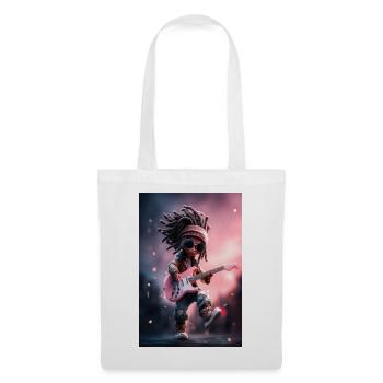 Poupée de pierre à dreadlocks avec guitare rose - Sac en tissu - blanc - Devant