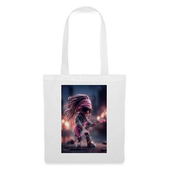 Dreadlock Doll Rocker sur guitare rose - Sac en tissu - blanc - Devant