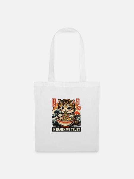 Ramen Katze - Stoffbeutel - Weiß