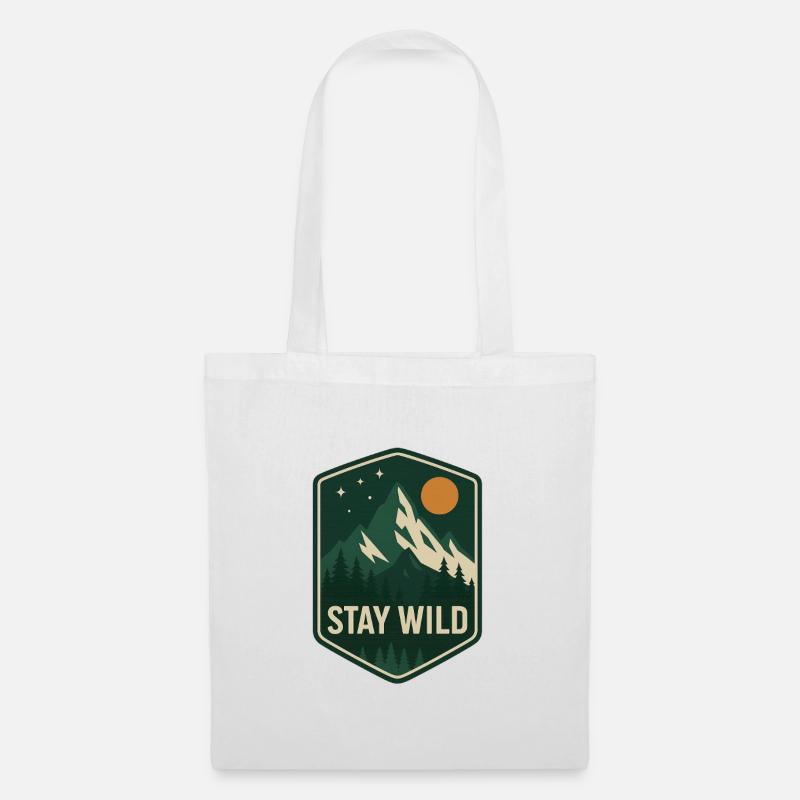 Stay Wild Mountain Forest Patch - Tote Bag - white