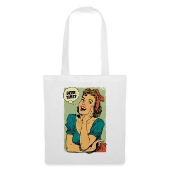 Bierzeit Retro-Pin-Up - Stoffbeutel - Weiß - Vorne