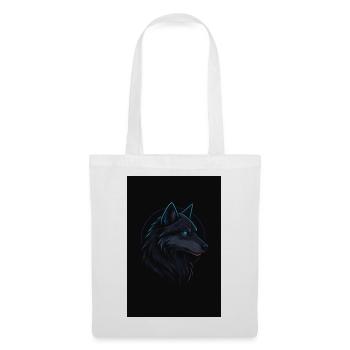 Schwarzer Wolf neonblau - Stoffbeutel - Weiß - Vorne