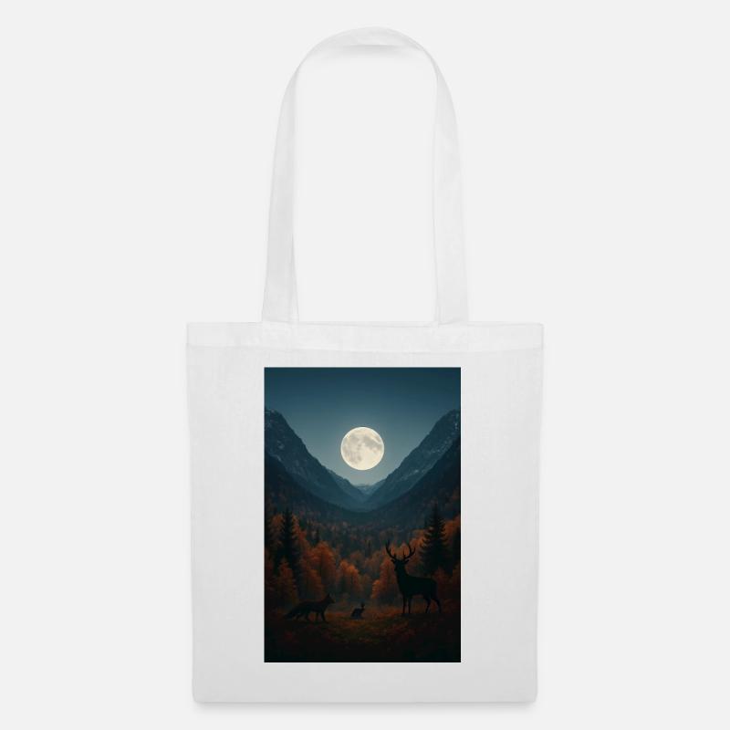 Lunar light on forest valley - Tote Bag - white