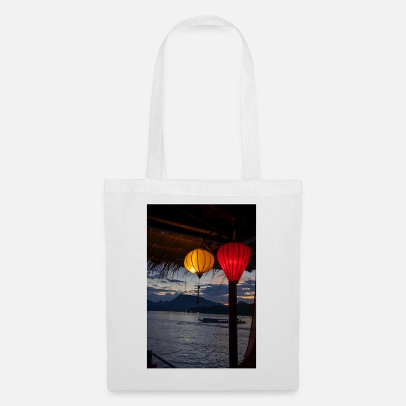 Evening lanterns over water - Tote Bag - white