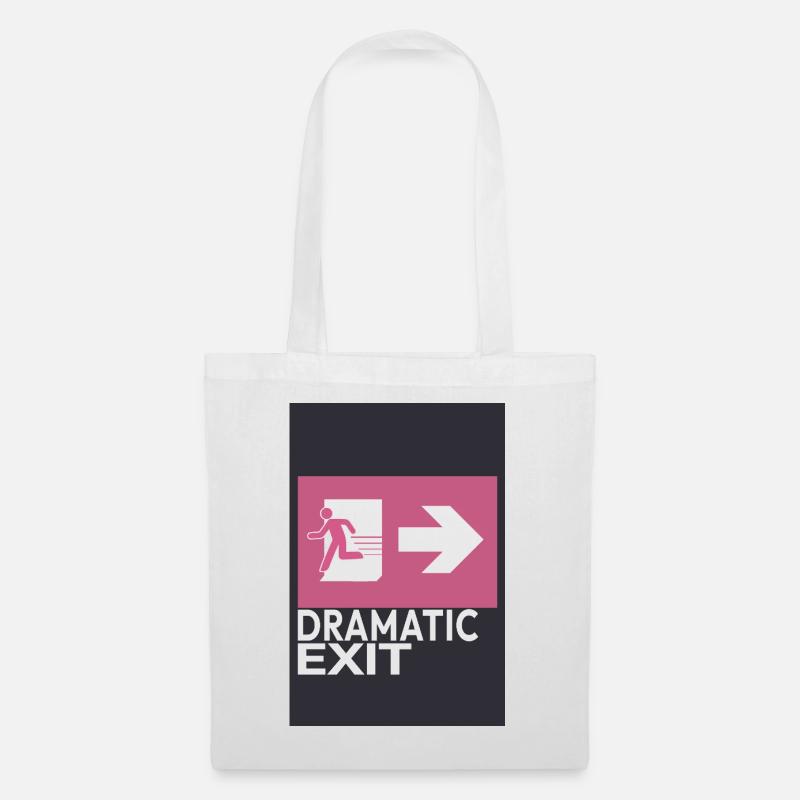 Dramatic Exit Minimal Poster Humor Grafik - Stoffbeutel - Weiß