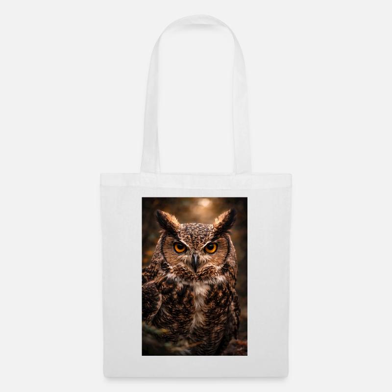 La chouette dans l’obscurité de la forêt - Sac en tissu - blanc