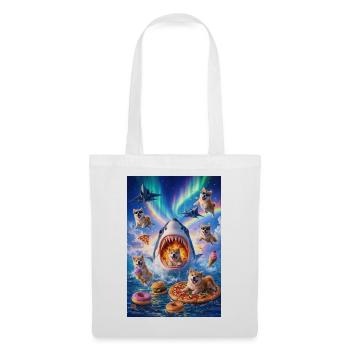 Shark with pizza & space dogs - Tote Bag - white - Front