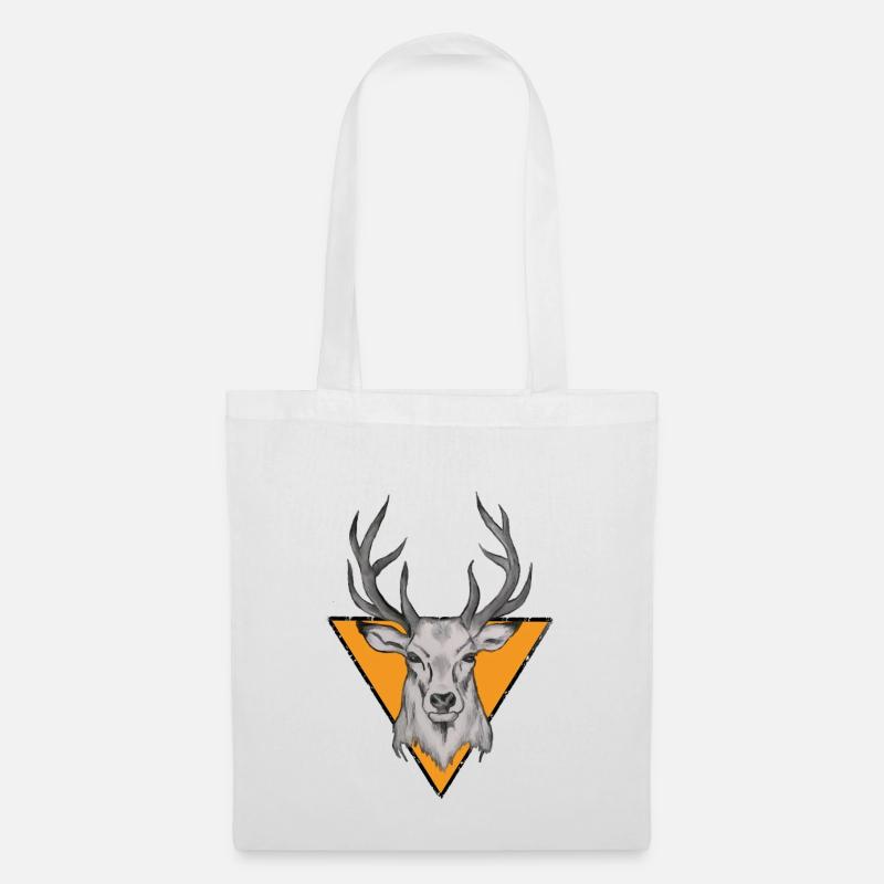 Deer head in orange triangle - Tote Bag - white