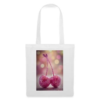 Duo Cerises Paillettes Roses - Sac en tissu - blanc - Devant